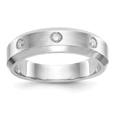 14K White Gold 3-Stone Bezel 1/6 carat Diamond Complete Men's Band - 10